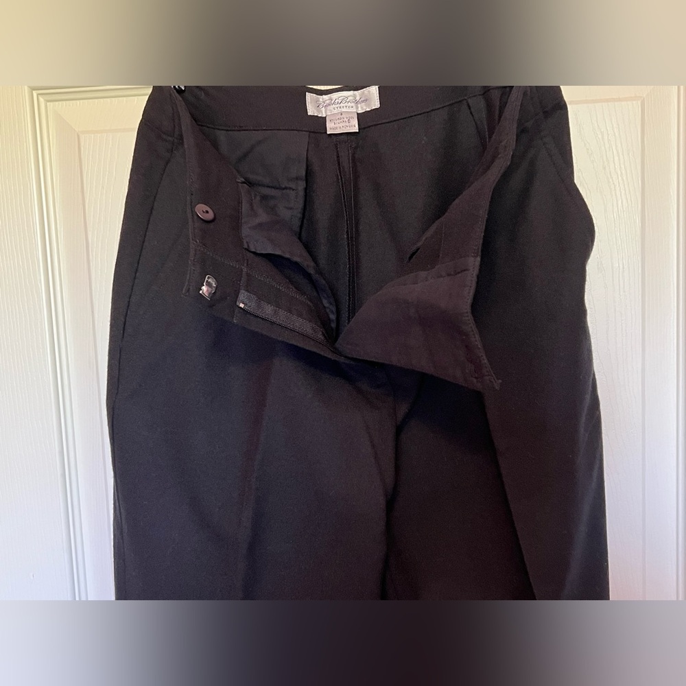 Brooks Brothers Women’s Black Stretch Wool Pants Sz 8 EUC Flat Front Straight Lg - Picture 8 of 14